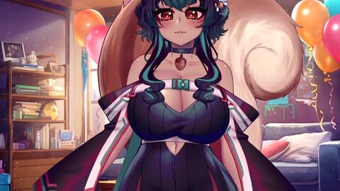 Vtuber ragazza scoiattolo Lewdsquirrelsif viene riempita alla sua festa di compleanno selvaggia